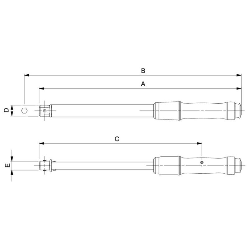 74W9-100 - Adjustable torque wrench, square drive, 20-100 Nm (15-75 lbf.ft), 9x12 mm