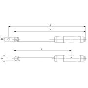 74W9-100 - Adjustable torque wrench, square drive, 20-100 Nm (15-75 lbf.ft), 9x12 mm