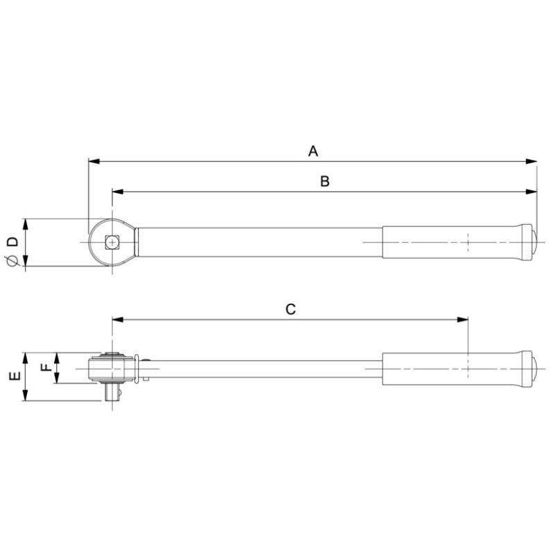 7455-1500 - Torque wrench, adjustable with fixed 1" ratchet, 300-1500 Nm, linear scale