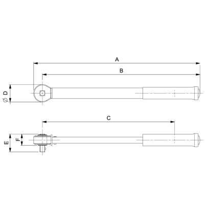 7455-2500 - Torque wrench, adjustable, fixed 1" square drive, 500-2500 Nm, linear scale
