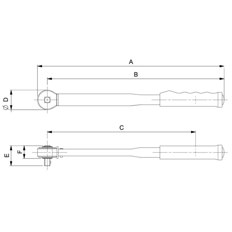 74PR-100 - Torque wrench, with fixed ratchet and 3/8" square drive, 20-100 Nm