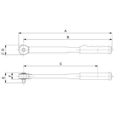 74PR-100A - Klucz dynamometryczny, z grzechotką stałą z przepychanym zabierakiem kwadratowym 1/2", 20-100 Nm