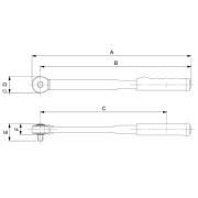 74PR-200 - Klucz dynamometryczny, z grzechotką stałą z przepychanym zabierakiem kwadratowym 1/2", 40-200 Nm
