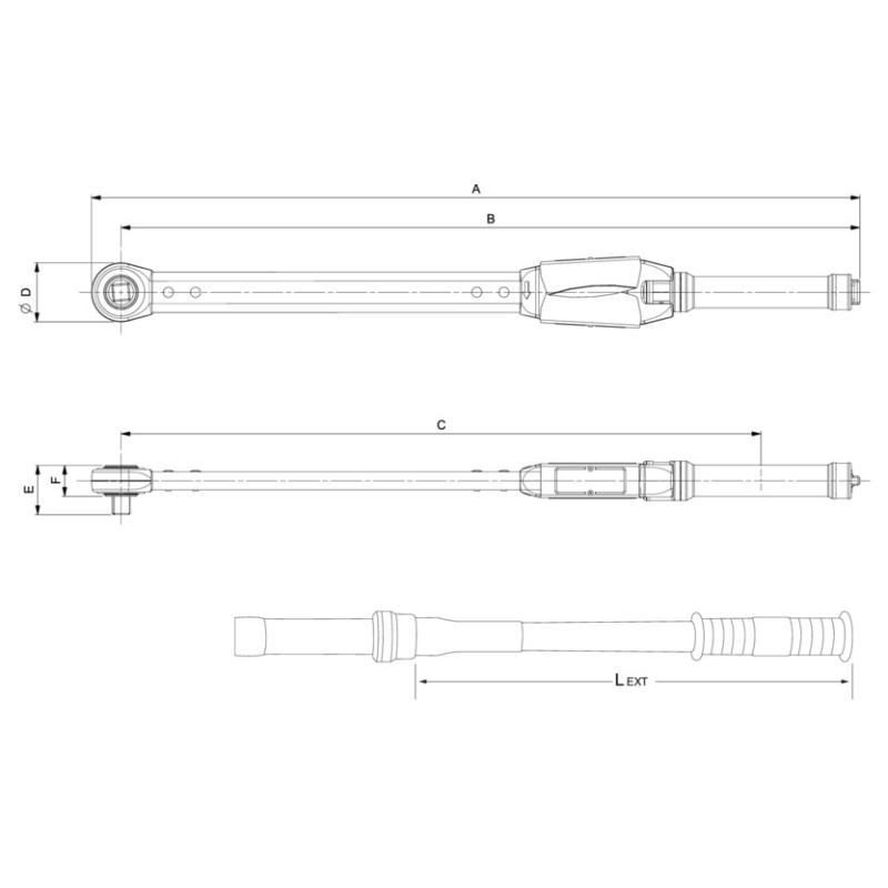 75R3-650 - Adjustable torque wrench, window scale, with 3/4" fixed ratchet, 130-650 Nm