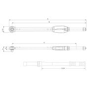 75R3-650 - Adjustable torque wrench, window scale, with 3/4" fixed ratchet, 130-650 Nm