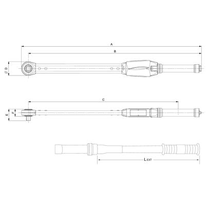 75R3-650 - Adjustable torque wrench, window scale, with 3/4" fixed ratchet, 130-650 Nm