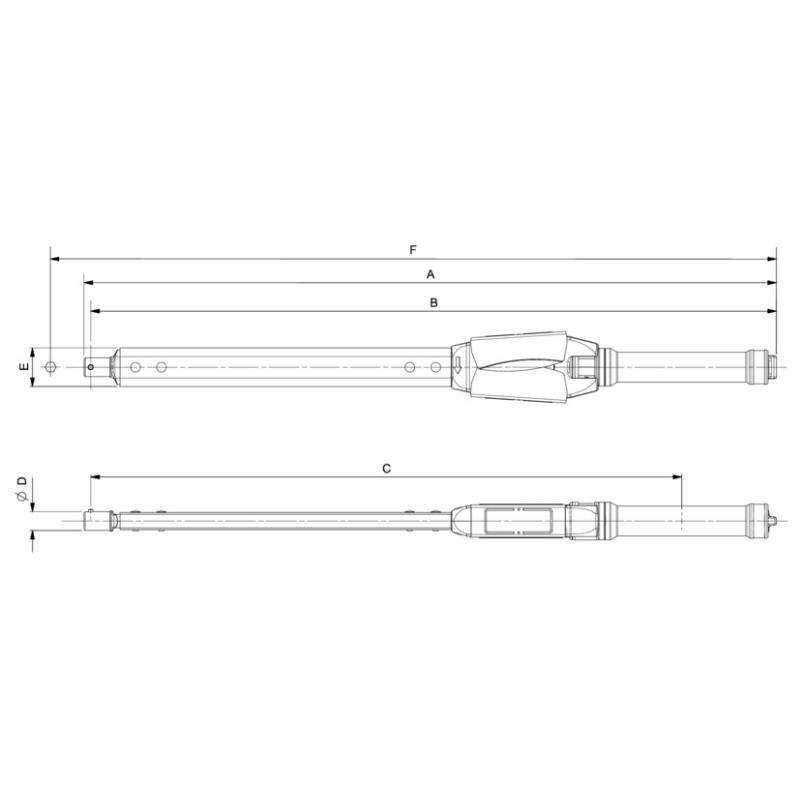 75S-650 - Klucz dynamometryczny, regulowany, skala w okienku, głowica ze złączem okrągłym, 130-650 Nm, 22 mm