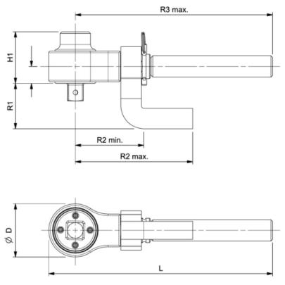 9505-TM - Uniwersalny wzmacniacz momentu, odsadzone i proste ramię reakcyjne, 2700 Nm