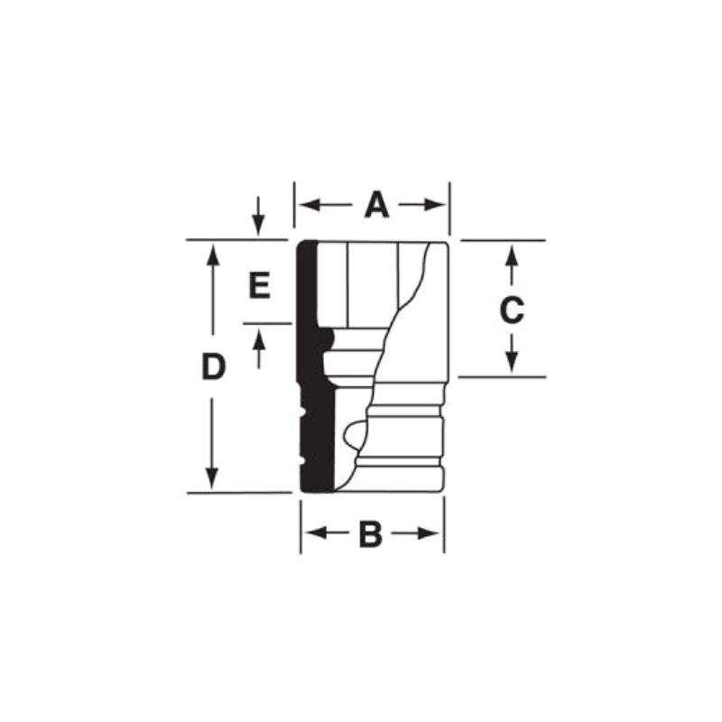 SW261 - Nasadka 1/2" 12-kątna, krótka, calowa, 13/16"