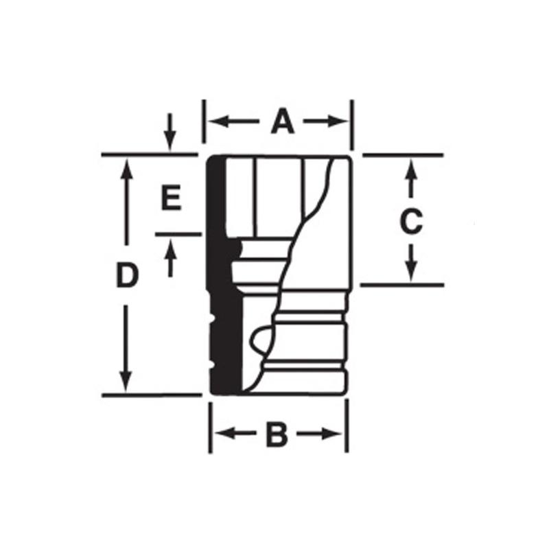 SW432 - Nasadka 1/2" 8-kątna, krótka, calowa, 1"