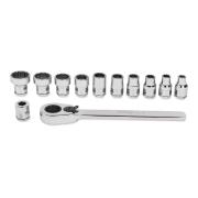 112RTA - Zestaw nasadek 1/4" z grzechotką, 12-kątnych, niskoprofilowanych, 3/16" - 9/16" (12 szt.)