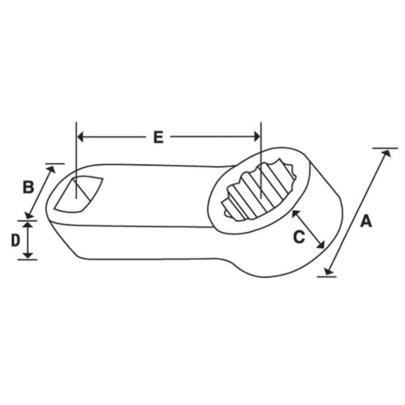 FRESL14 - Końcówka nasadzana oczkowa 3/8", Spline, niskoprofilowa, 7/16"